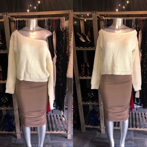 Off shoulder knit sweater